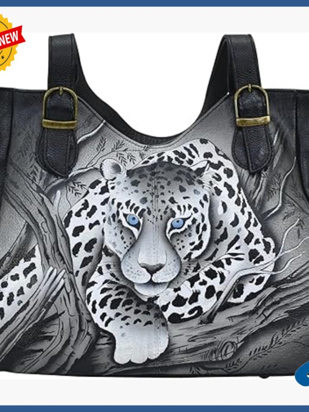 Genuine Leather Shoulder Bag Hand Painted Artwork Hobo Style